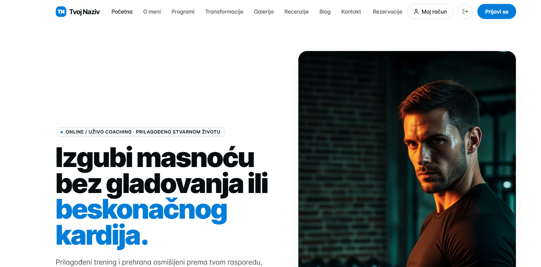 Editabilna moderna personalna platforma za trenere